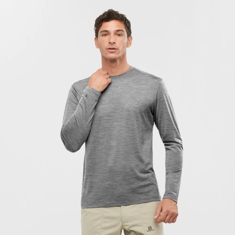 Grey Salomon Outlife Merino Blend Long Sleeve Men's T-Shirts | PH 12897H